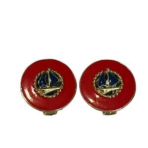 Vintage Sailboat Gold Tone Clip On Earrings
